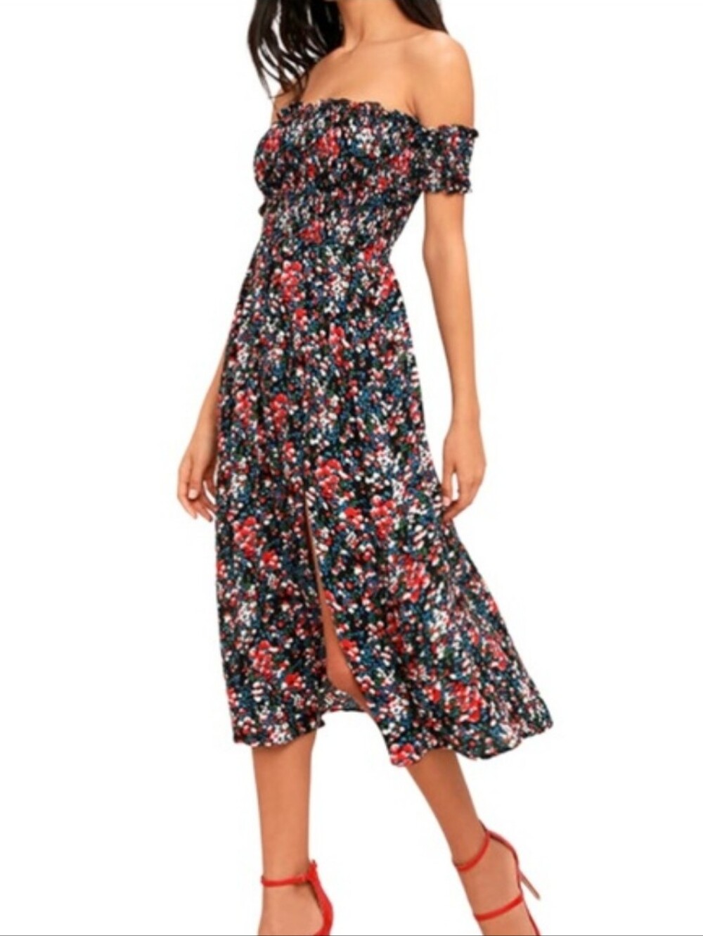 Lulu's Floral Off Shoulder Dress